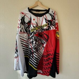 Unisex Graphic Mesh Shirt Motocross Style Red Black White Size 3XL